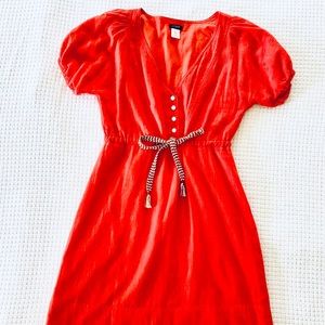 J Crew Factory Women's Red Drawstring Day Dress